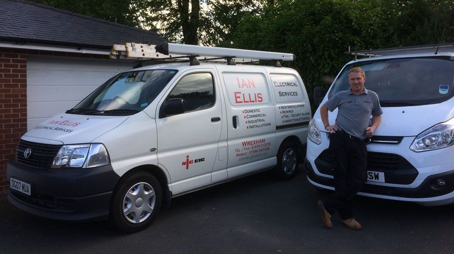 Ian Ellis Electrical & Security Services vans in Wrexham